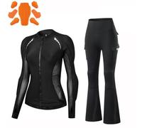 Rhepaada Women Motorcycle Jacket Mesh MotorbikWomene Jersey, Bell Bottom Riding Leggings CE Shielded Summer Bike Kit Breathable Highwaist Biker Clothing for Yoga Fitness Running Sport Moto