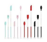 Rheross 12 Pcs Mini Silicone Telescopic Spatula Brush and Scooping Spoon, Upgrade Mini Silicone Telescopic Spatula