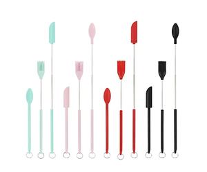 Rheross 12 Pcs Mini Silicone Telescopic Spatula Brush and Scooping Spoon, Upgrade Mini Silicone Telescopic Spatula