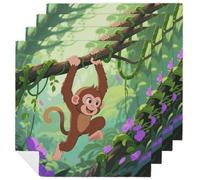 Rhesus Monkey Cloth Napkin 4 PCS Table Dinner Napkins Washable & Reusable Cloth Napkins Washable Tablecloth for Party, Wedding, Lunch, Dinners, Banquet, Christmas
