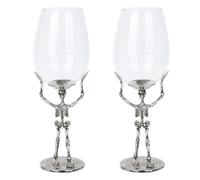 RHFF Halloween Skull Wine Glass, Skeleton Ghost Hand Wine Glass, Halloween Drinking Glasses, Skeleton Hand Goblet, Hotel Family Party Favors for Adults (C 2PCS)