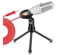 Rhghfujhgy -666 Professional 3.5mm Microphone Wired Home AUX Audio Stereo Desktop Tripod MIC Set for Pc Phone Karaoke Easy to Use White