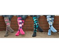 Rhinegold 0 Cool & Dry Cushioned Sole Riding Socks-Pink/Navy, One Size