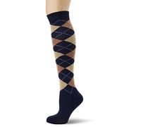 Rhinegold Womens Horse Riding Socks with Reinforced Cushioned Soles - Navy/Beige - Equestrian Knee High Socks for Women - Ladies Knee Length Socks with Hygenic Antimicrobial Properties
