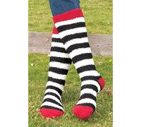 Rhinegold Womens Thick Fluffy Knee High Equestrian Long Socks - Black & White - Winter Leg Warmer Horse Riding Socks for Women - Ladies Soft Knee-Length Fluffy Bed Socks, Long Winter Socks