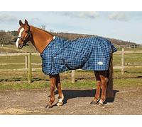 Rhinegold Atlanta Fleece Lined Outdoor 0G Turnout Horse Rug 600D 6.9, Blue Check
