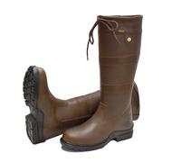 Rhinegold BEAUMONT UNISEX COUNTRY BOOTS - Brown, Classic Winter Boots with Thermal Lining, Waterproof, Drawstring Fastening, Rubber Sole, Ideal for Farm Work, Gardening, Rain, Snow