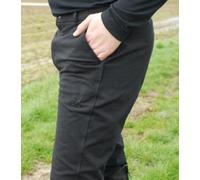 Rhinegold BLACK ELITE MENS THERMAL RIDING BREECHES, Size 32 - Warm Winter Equestrian Jodhpurs with Stretch Faux Suede Full Seat for Extra Grip, Black