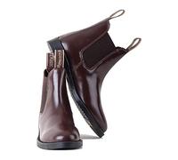 Rhinegold COMFEY CLASSIC LEATHER JODHPUR BOOTS FOR WOMEN - Traditional Horse Riding Boots - No Zippers, Easy On/Off, Elastic Sides (Brown, Size EU 45, UK 11)