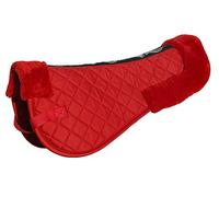 Rhinegold Cotton Horse Riding Saddle Pad - Luxury Equestrian Cotton Pad Saddle with Faux Fur, Trimmed Edges & Girth Replacement Straps. Horse Equipment - Numnahs for Horses & Ponies