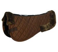 Rhinegold Cotton Horse Riding Saddle Pad - Luxury Equestrian Cotton Pad Saddle with Faux Fur, Trimmed Edges & Girth Replacement Straps. Horse Equipment - Numnahs for Horses & Ponies