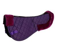 Rhinegold Cotton Horse Riding Saddle Pad - Luxury Equestrian Cotton Pad Saddle with Faux Fur, Trimmed Edges & Girth Replacement Straps. Horse Equipment - Numnahs for Horses & Ponies