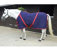 Rhinegold Cotton Mix Summer Sheet Horse Rug in Navy/Red 5.9, Navy/Red