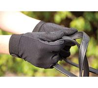 Rhinegold Cotton Pimple Grip Horse Riding Gloves - Black - Extra Large - Non-Slip Lightweight Women's Equestrian Gloves with Velcro Fasten and Elasticated Wrist - Riding Gloves Ladies Equestrian