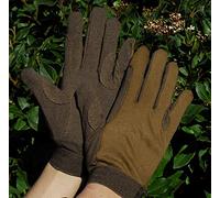 Rhinegold Cotton Pimple Grip Horse Riding Gloves - Brown - Large - Non-Slip Lightweight Women's Equestrian Gloves with Velcro Fasten and Elasticated Wrist - Riding Gloves Ladies Equestrian