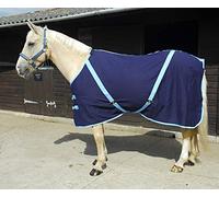 Rhinegold Cotton Summer Sheet, Navy Blue Bound Baby Blue, 4'9"