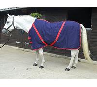 Rhinegold Cotton Summer Sheet, Navy Blue Bound Red, 4'9"