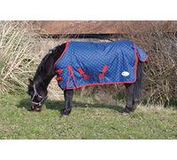 Rhinegold Dottie Foal Torrent Outdoor Rug-Lightweight No Fil,Navy/Red Spot,3'9"