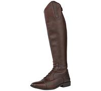Rhinegold Elite Luxus BROWN LEATHER RIDING BOOTS - Soft Feel Leather, Comfortable Fit, Elasticated Laced Front, Women's Equestrian Boots with Full Length Back Zip, Size 10, EU 44, Calf 0