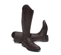 Rhinegold Elite Luxus Extra Short BROWN LEATHER RIDING BOOTS - Soft Feel Leather, Comfortable Fit, Elasticated Laced Front, Women's Equestrian Boots with Full Length Back Zip, Size 3, EU 36, Calf 0