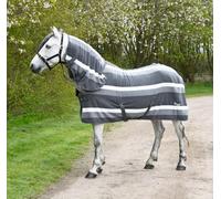 Rhinegold FULL NECK FLEECE RUG, Lightweight Turnout Rugs for Horses - Grey Stripe 5'6"