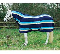Rhinegold FULL NECK FLEECE RUG, Lightweight Turnout Rugs for Horses - Turquoise Stripe 4'6"
