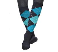 Rhinegold Junior Cool & Dry Cushioned Riding Socks-NVY/TURQ