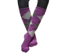 Rhinegold Junior Cool & Dry Cushioned Riding Socks-PURP/GREY