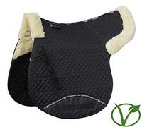 Rhinegold Luxe Faux Fur Cotton Quilted Numnah - Black/Natural - Cob