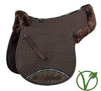 Rhinegold Luxe Faux Fur Cotton Quilted Numnah - Brown/Brown - Cob