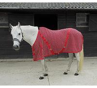 Rhinegold Overcheck Box Weave Cooler Horse Rug In Red Check 6.3, Red Check