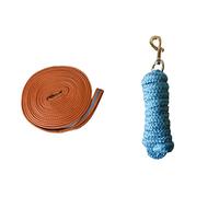 Rhinegold Padded Lunge Line - Tangerine/Turquoise & Luxe Lead Rope