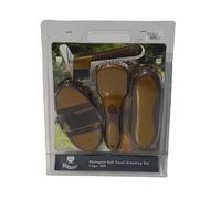 Rhinegold SOFT TOUCH HORSE GROOMING BRUSH SET, Gold/Brown - Flexible Body Brush, Mane & Tail Brush, Dandy Brush & Hoof Pick - Comfortable Grip for Horse Care & Coat Shine