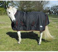 Rhinegold Thor 350G 1000Denier Heavyweight Horse Turnout Rug in Black 6.3, Black with Red
