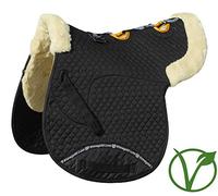 Rhinegold Unisex's 453-P-BK/NAT Luxe Fur Vented Numnah, Black/Natural, Pony