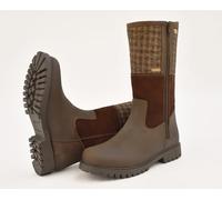 Rhinegold Women's Albany Tweed Mid-Calf Country Boots (Size 7) 100% Waterproof Mid Calf Zipper Boots with Thermal Lining. Leather Women's Winter Boots. Ladies Country Boots with Tweed Upper Section.