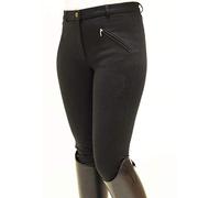 Rhinegold ELITE LADIES THERMAL RIDING BREECHES, Black, UK 12 (EU 40) - Stretch Faux Suede Full Seat, Soft Lined, Winter Equestrian Jodhpurs
