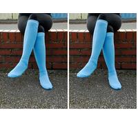 Rhinegold Young Rider Performance Summer RIDING SOCKS, Mid Blue - Breathable Cotton Footbed, Thin Stocking-Like Leg, Non-Slip Fit - Kids’ Horse Riding Socks, Once Size (Pack of 2)