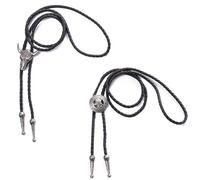 Rhinenet Bolo tie for men Leather Tie Necktie Bolo Tie Fashion Style for Men Western Cowboy Tie Leather Necktie Halloween Costume Accessories for Men 2pcs (Cow Head + Star)
