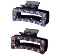 Rhinestone Acrylic Hair Claw Clips for Women, Vintage Crystal Large Bling Jaw Clamps Luxury Elegant Plastic Hair Clip with Strong Hold for Thin Thick Hair Fashion Wedding Party Accessories（2 Pack)