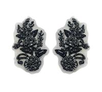 Rhinestone Applique Patches, 2PCS Handcrafted 3D Beaded Floral Trim for Wedding Dresses, Evening Gowns, DIY Clothing Embellishments