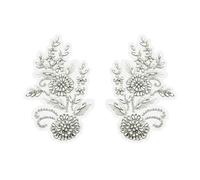 Rhinestone Applique Patches, 2PCS Handcrafted 3D Beaded Floral Trim for Wedding Dresses, Evening Gowns, DIY Clothing Embellishments