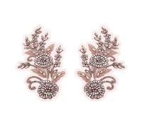 Rhinestone Applique Patches, 2PCS Handcrafted 3D Beaded Floral Trim for Wedding Dresses, Evening Gowns, DIY Clothing Embellishments