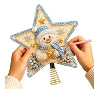 Rhinestone Art Christmas Tree Topper Handmade Star Christmas Tree Topper | Rhinestone Art DIY Set for Beginners Adults Artists Hobbyists Home Apartment Workshop Living Room Bedroom Office snowman