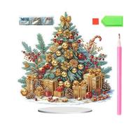 Rhinestone Art Kit, 2D Acrylic Ornaments, with Stand Christmas Tabletop Decor, for Adult Child Bookshelf Farmhouse Workplace Bedroom Dorm Party Holiday Winter Festival Counter