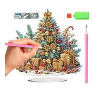 Rhinestone Art Kit | 2D Acrylic Ornaments - with Stand Christmas Tree Tabletop Decor | for Adult Child Family Farmhouse Workplace Bedroom Dorm Party Holiday Winter Festival Counter
