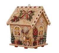 Rhinestone Art On Wooden House Sparkling Decoration for Holidays