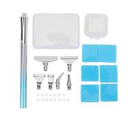 Rhinestone Art Painting Pen Set 6 Stainless Steel Clay Tips 5D Screw Thread Design for Rhinestone Art Painting Jewelry Making Nail Art Embroidery (Blue)