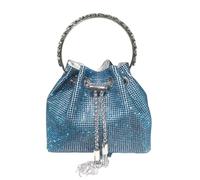 Rhinestone Bag Handle Rhinestones Evening Clutch Bag Purses And Handbag Luxury Designer Shoulder Shiny Crystal Purse Bucket(Blue)