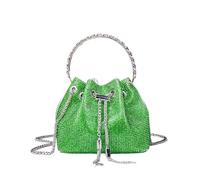 Rhinestone Bag Handle Rhinestones Evening Clutch Bag Purses And Handbag Luxury Designer Shoulder Shiny Crystal Purse Bucket Dinner(Green)
